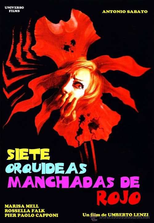 Sette orchidee macchiate di rosso